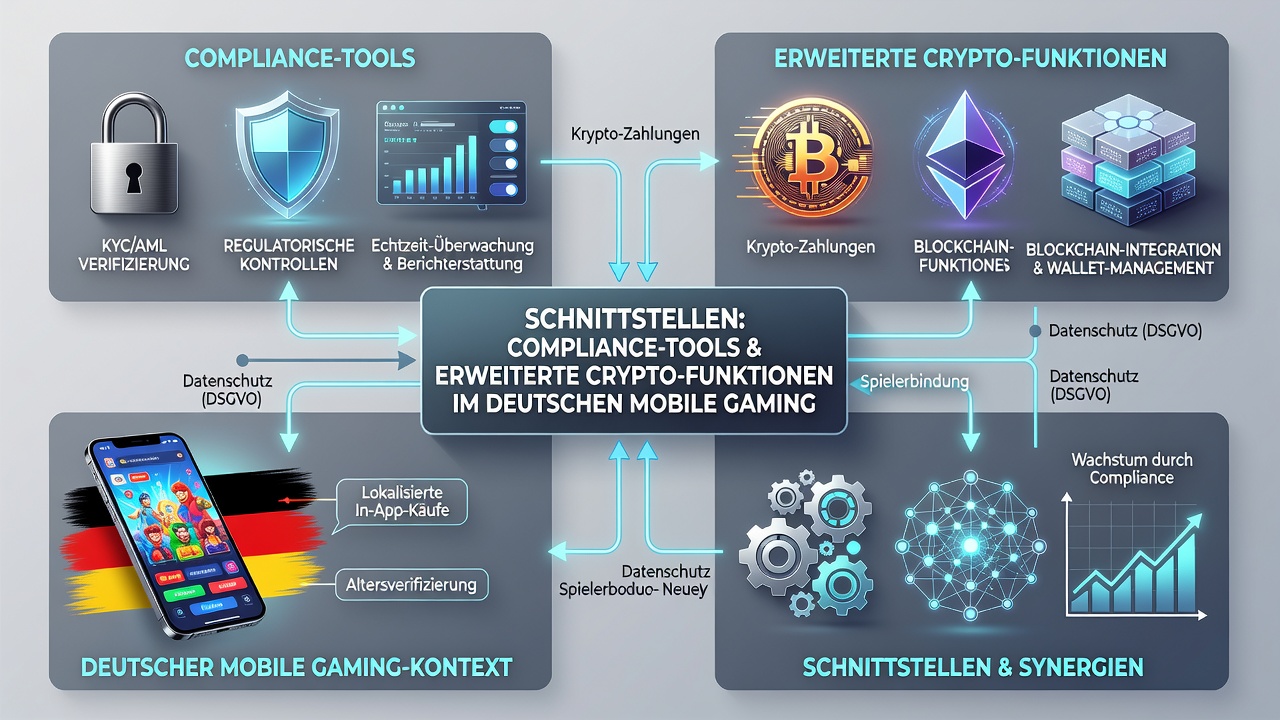 Darstellung der Integration von Krypto-Funktionen mit Compliance-Systemen auf deutschen Mobilgeräten
