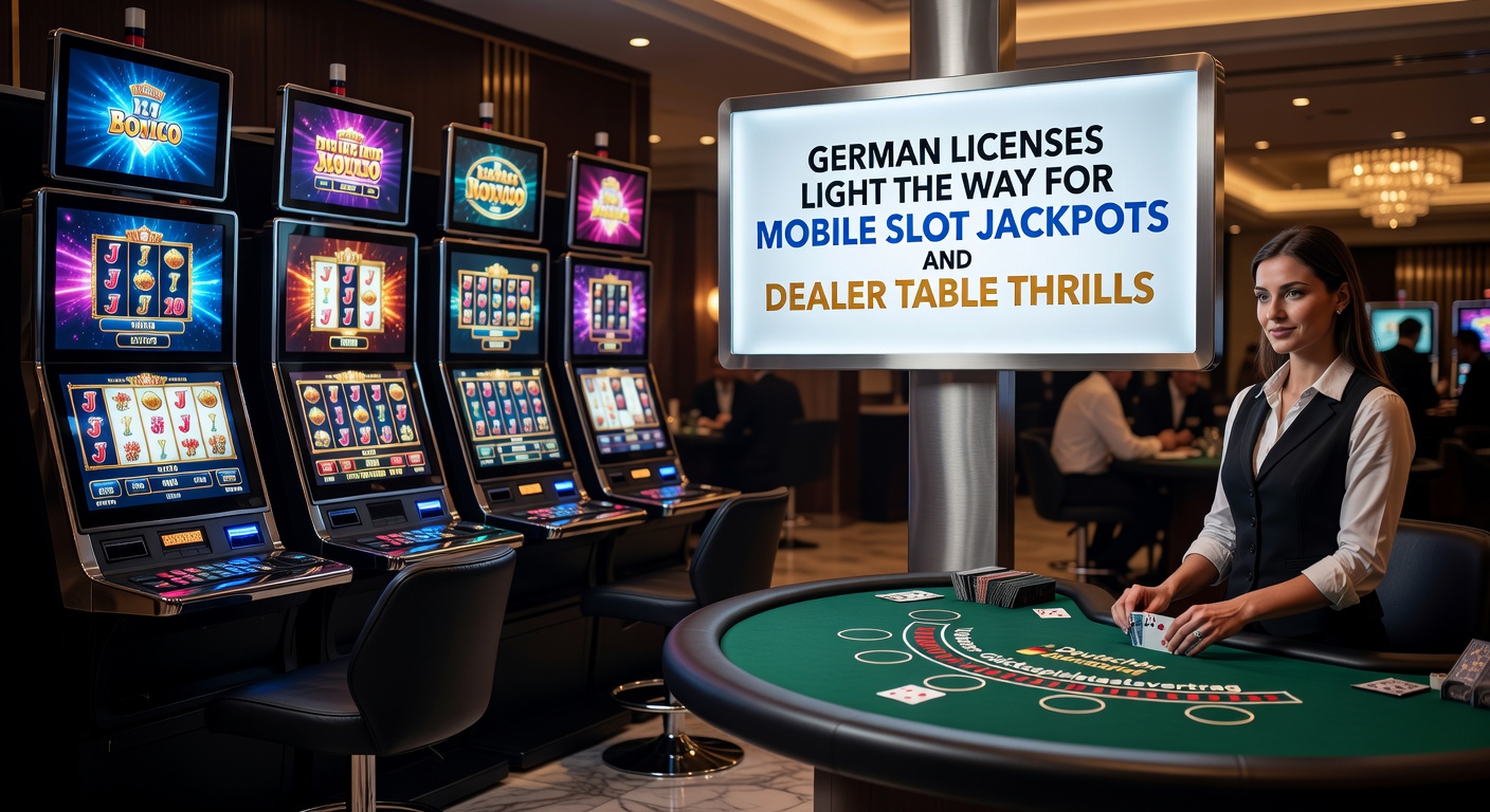 Smartphone mit leuchtenden Slot-Jackpots und Live-Dealer-Tischen unter deutscher Lizenz