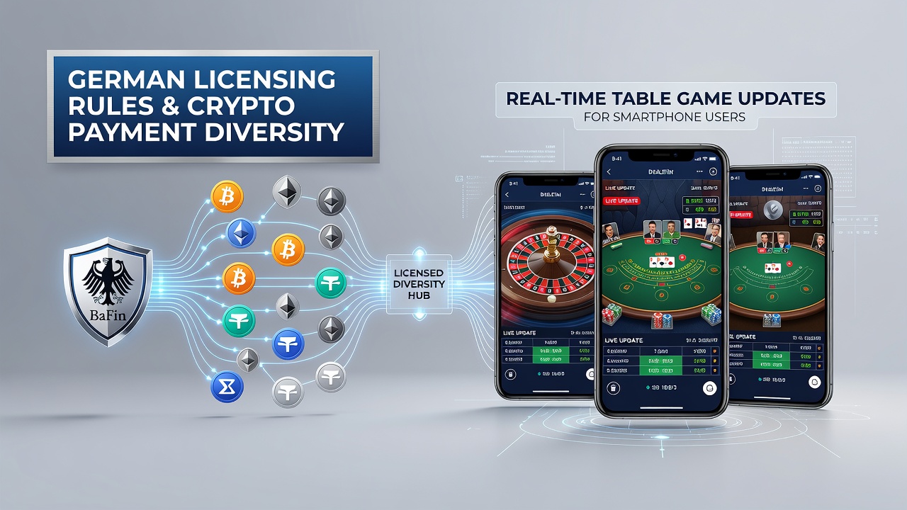 Darstellung deutscher Lizenzregeln die Krypto-Zahlungen und mobile Tischspiele beeinflussen